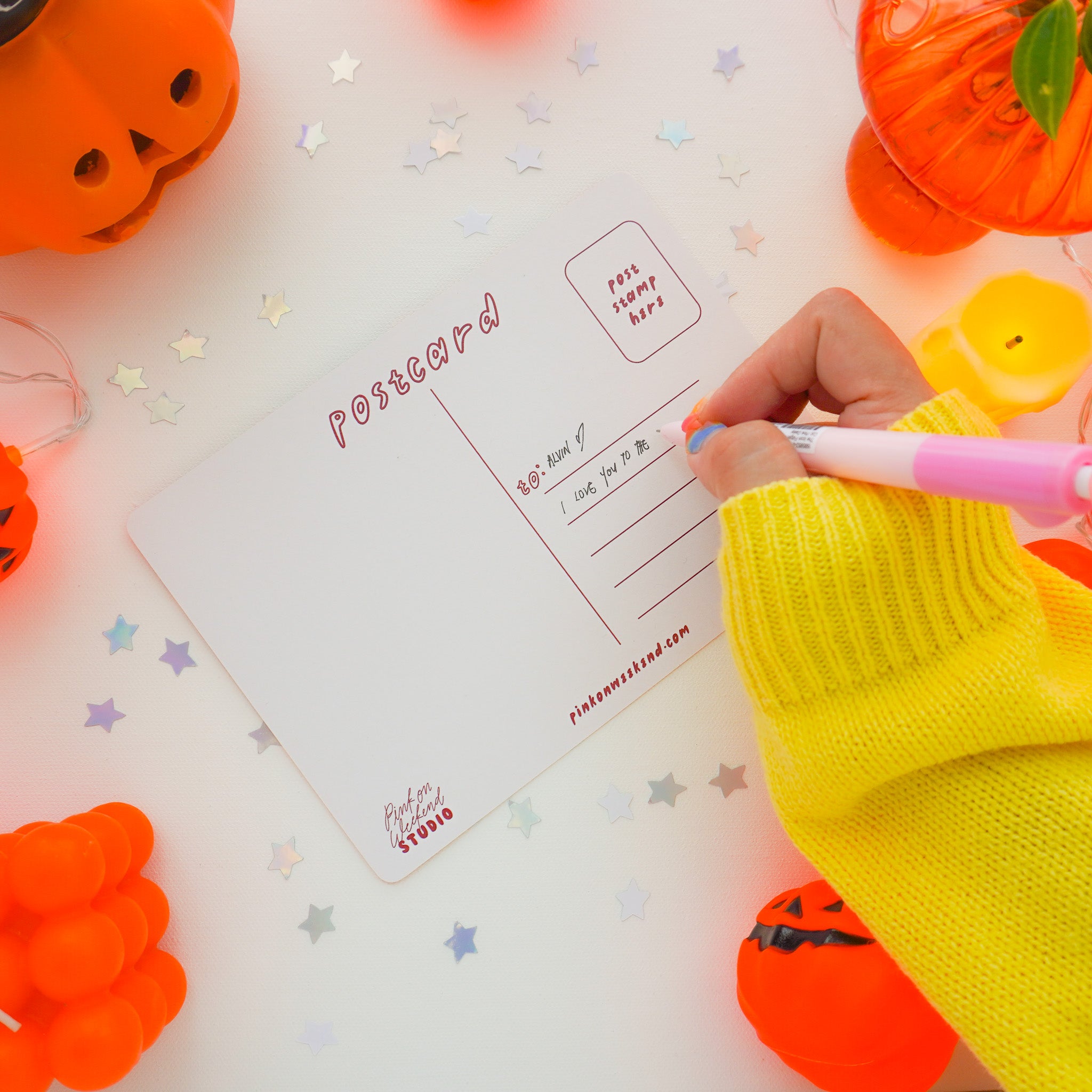 Pink on Weekend Boo-Lieve in Yourself Postcards
