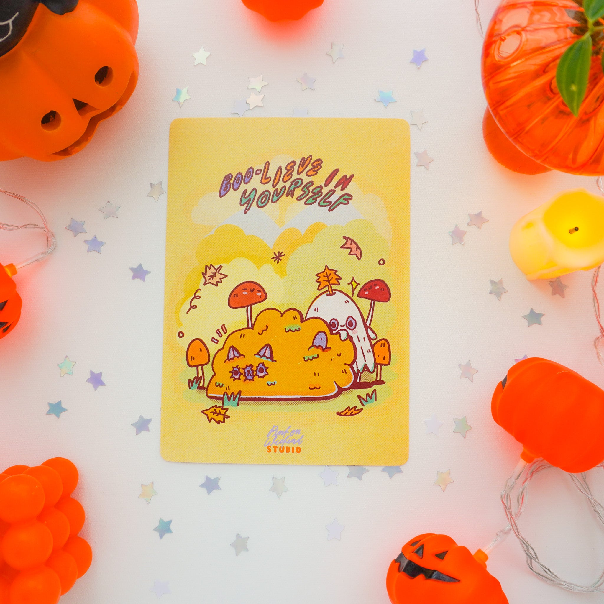 Pink on Weekend Boo-Lieve in Yourself Postcards