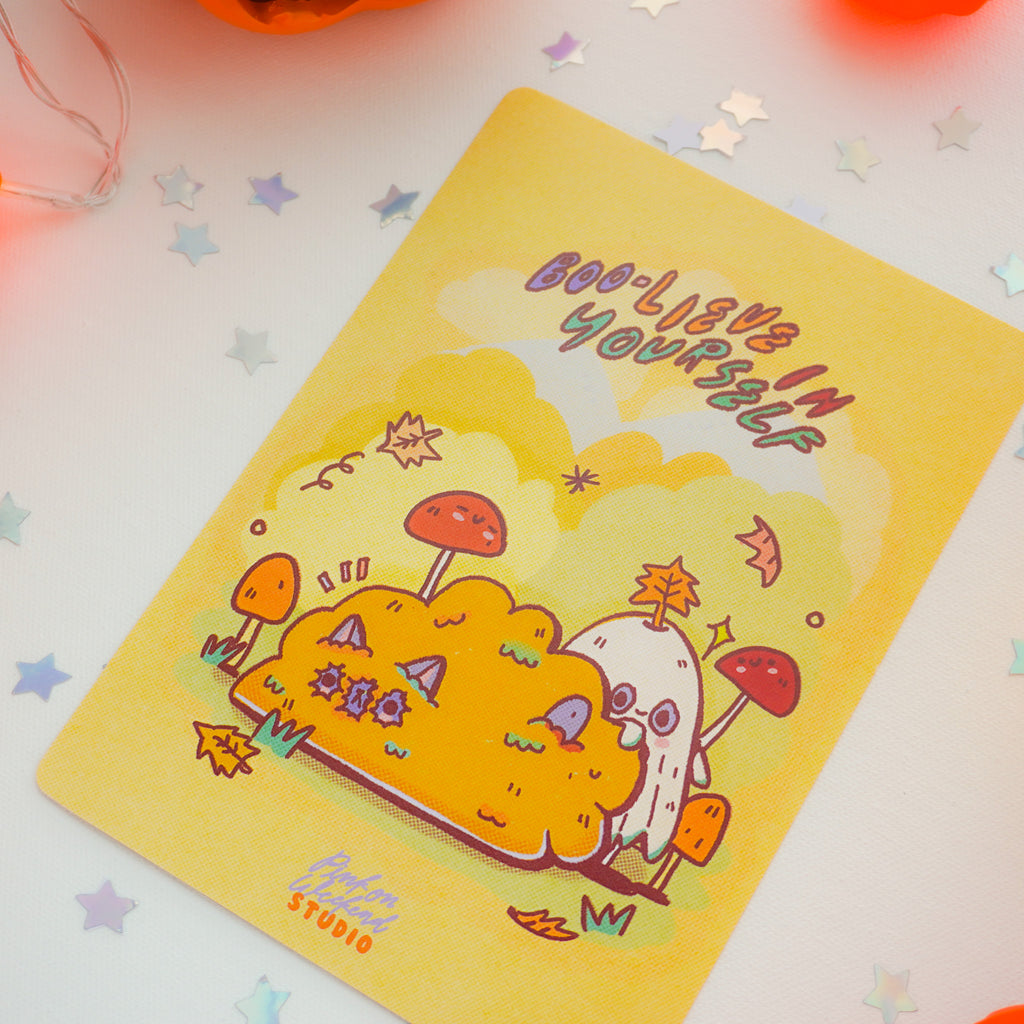 Pink on Weekend Boo-Lieve in Yourself Postcards