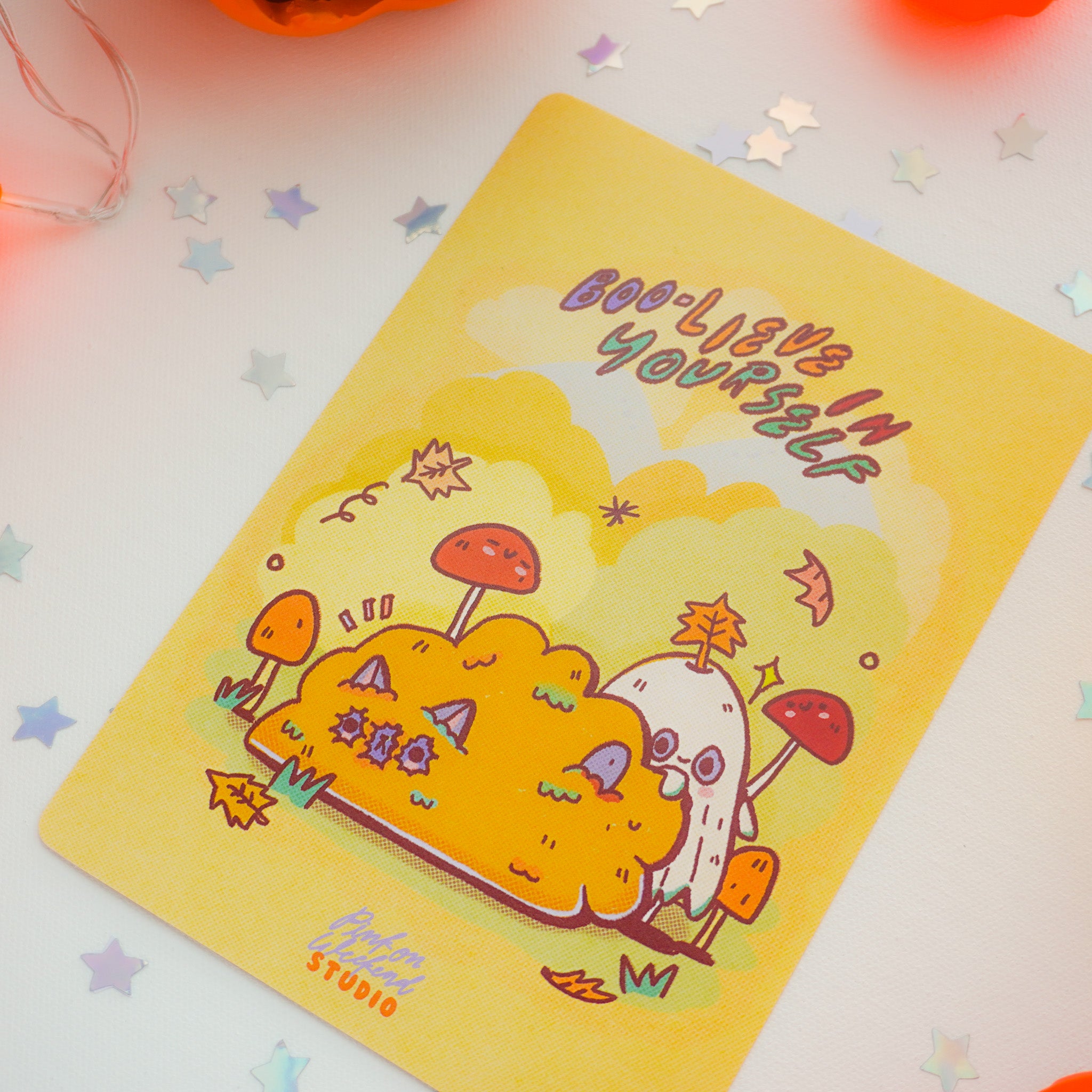Pink on Weekend Boo-Lieve in Yourself Postcards