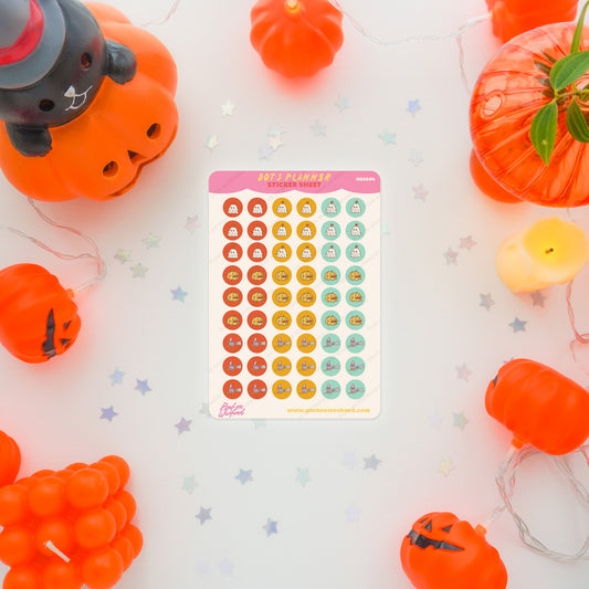 Pink on Weekend Halloween Dots Planner Sticker Sheet