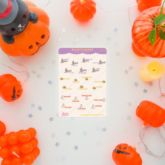 Pink on Weekend Halloween Daily Planner Sticker Sheet