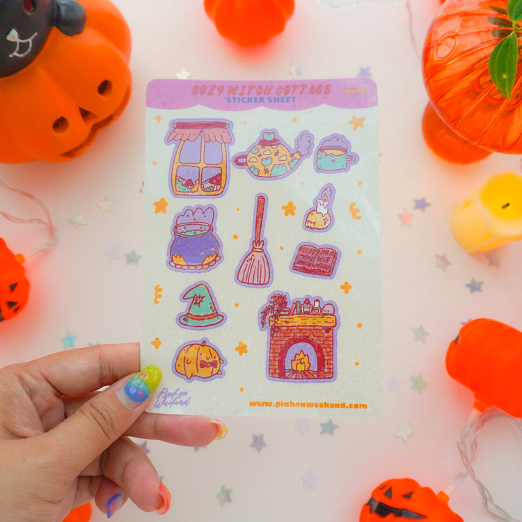 Pink on Weekend Cozy Witch Cottage Sticker Sheet