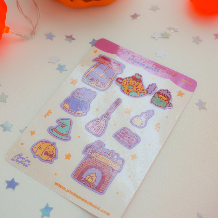 Pink on Weekend Cozy Witch Cottage Sticker Sheet