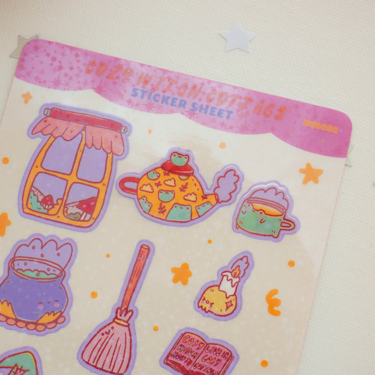 Pink on Weekend Cozy Witch Cottage Sticker Sheet