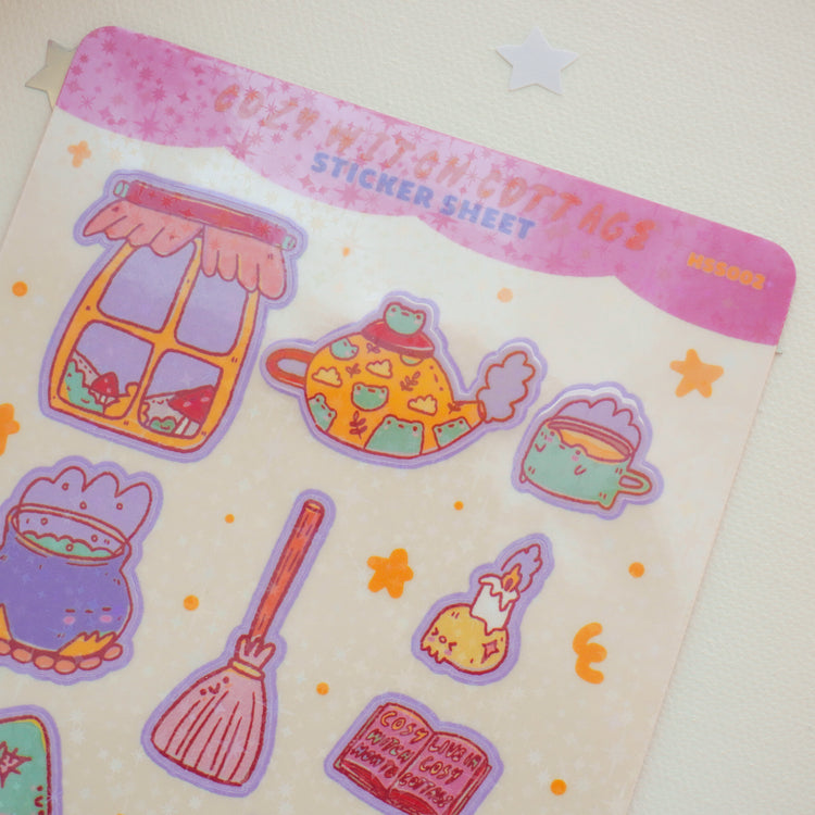 Pink on Weekend Cozy Witch Cottage Sticker Sheet