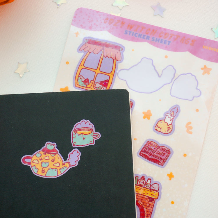 Pink on Weekend Cozy Witch Cottage Sticker Sheet