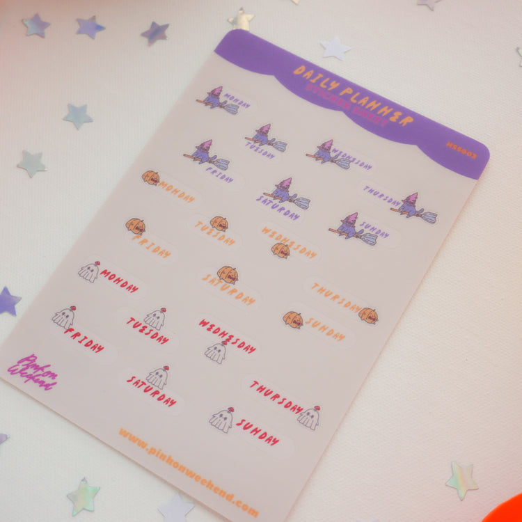 Pink on Weekend Halloween Daily Planner Sticker Sheet