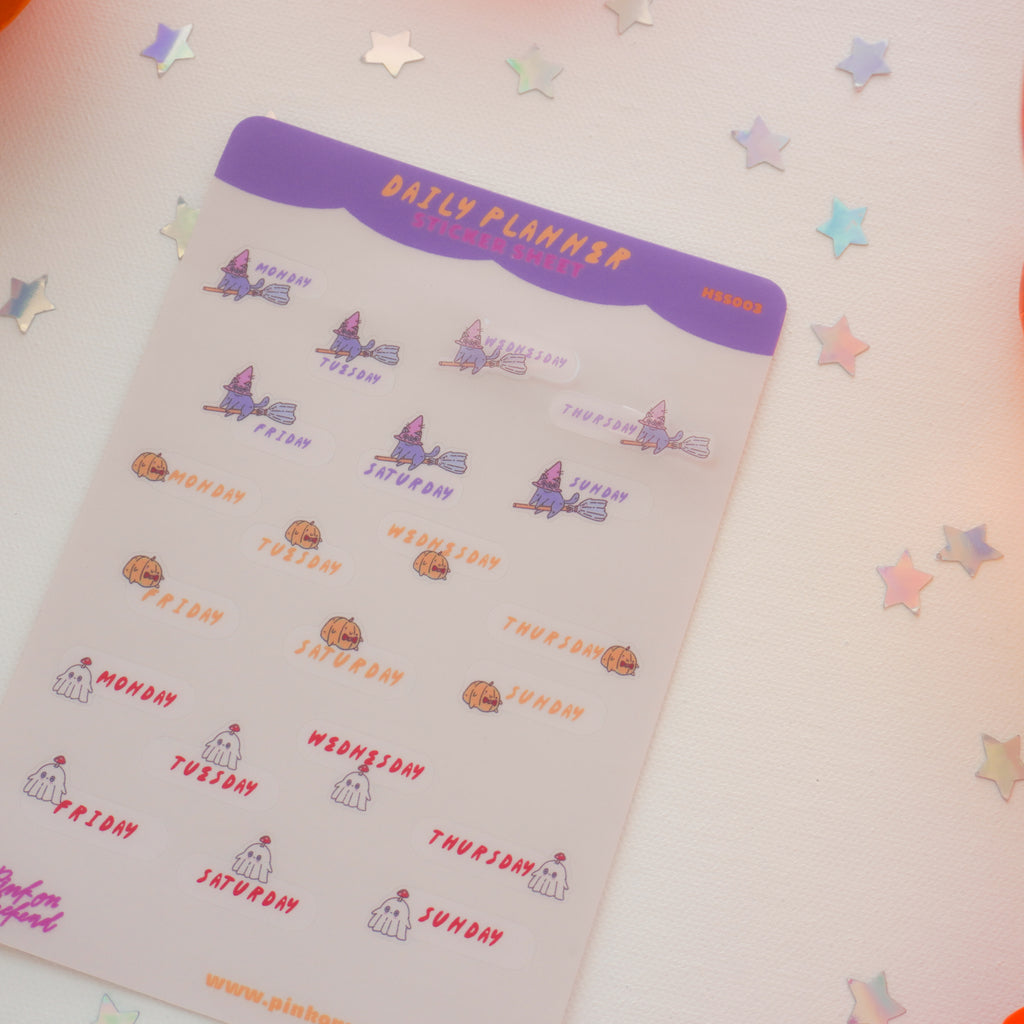 Pink on Weekend Halloween Daily Planner Sticker Sheet