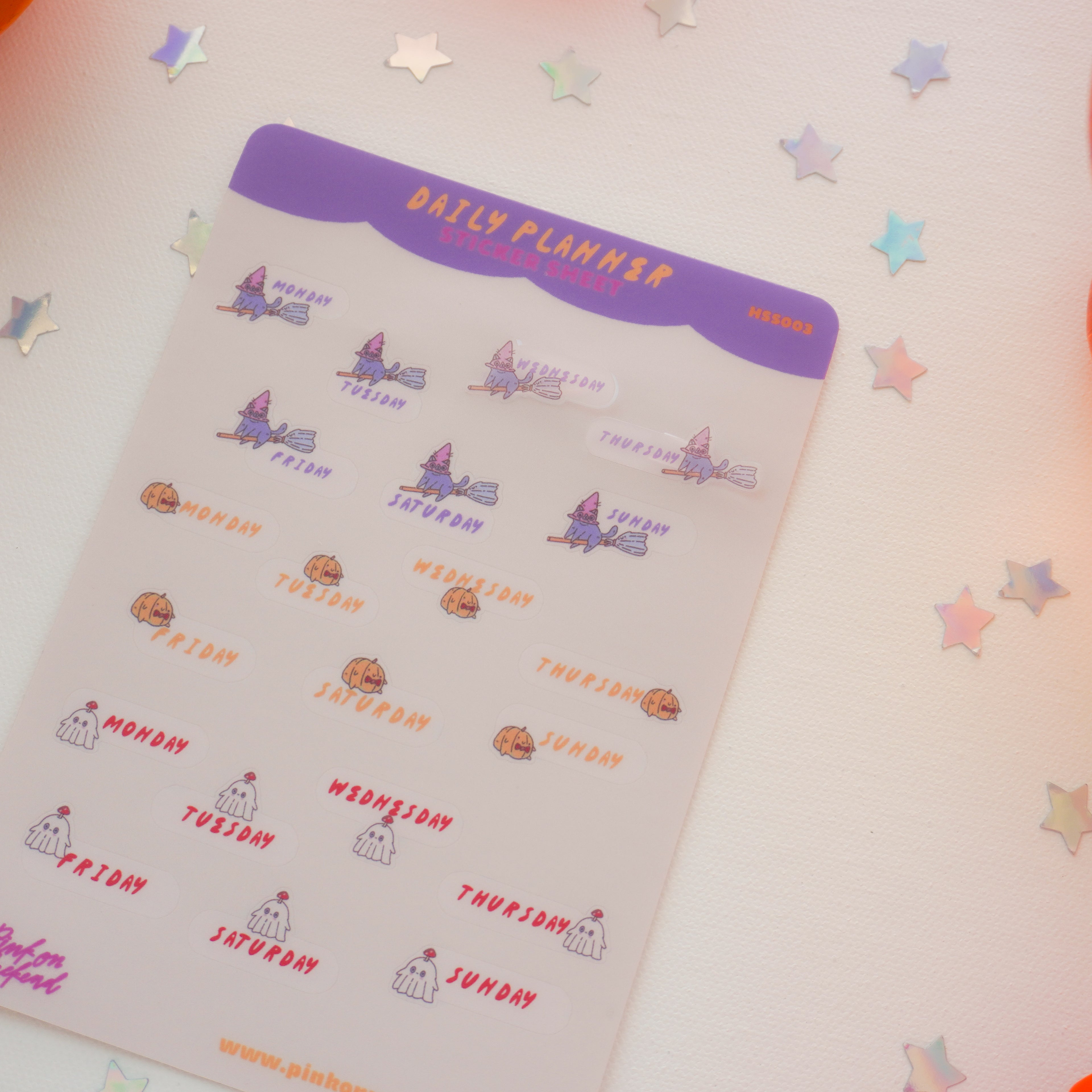 Pink on Weekend Halloween Daily Planner Sticker Sheet