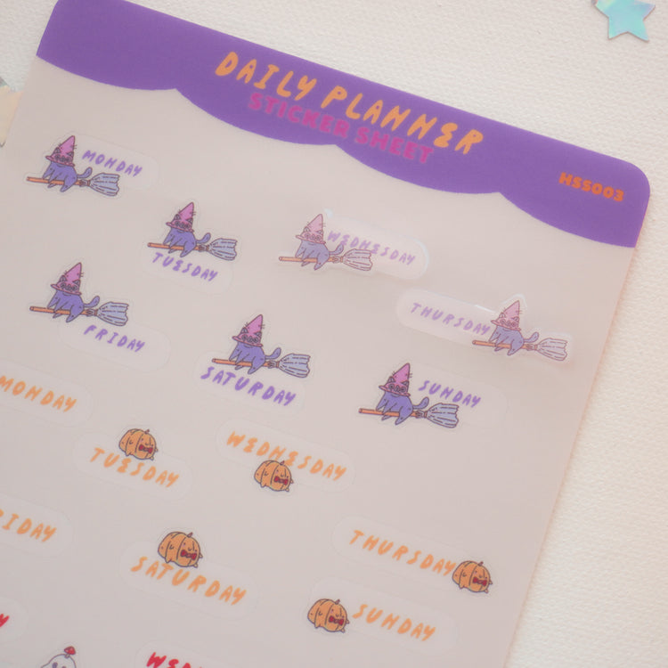 Pink on Weekend Halloween Daily Planner Sticker Sheet