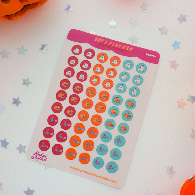 Pink on Weekend Halloween Dots Planner Sticker Sheet