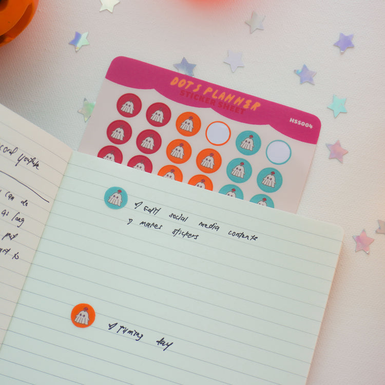 Pink on Weekend Halloween Dots Planner Sticker Sheet