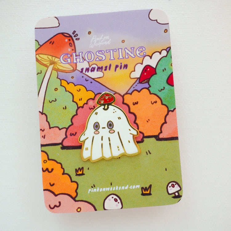 Pink on Weekend Ghostine the Kawaii Ghost Enamel Pin