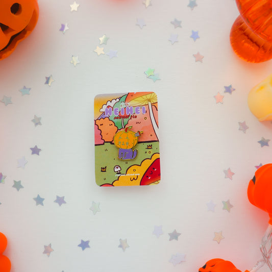 Pink on Weekend Hei Hei Pumpkin Head Enamel Pin