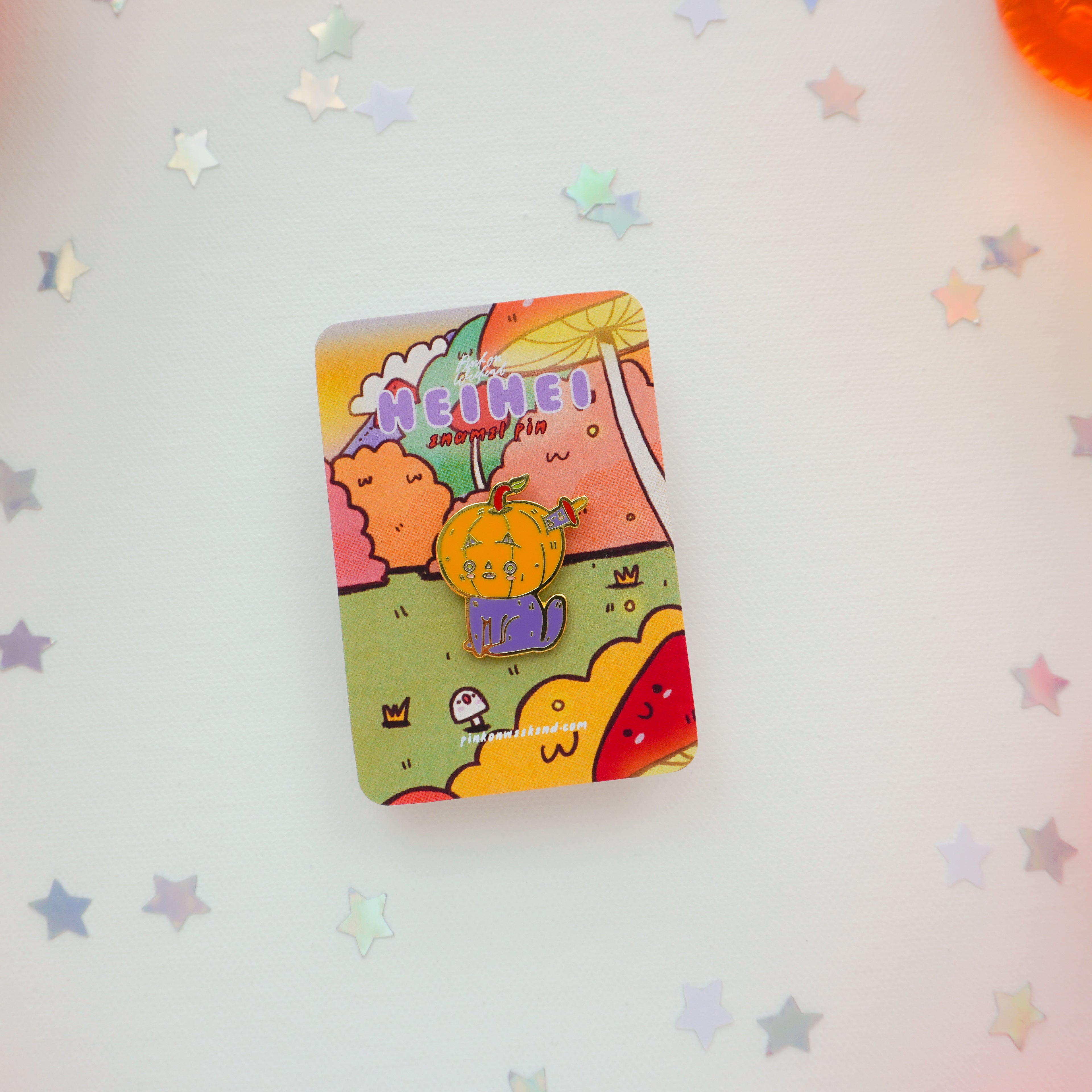 Pink on Weekend Hei Hei Pumpkin Head Enamel Pin