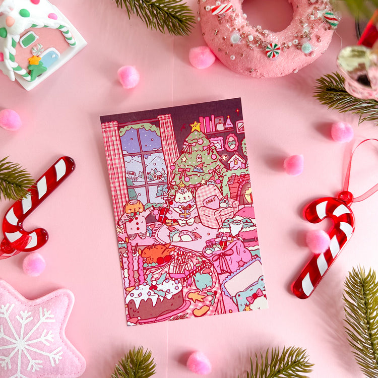 Pink on Weekend Cozy Christmas Party Art prints