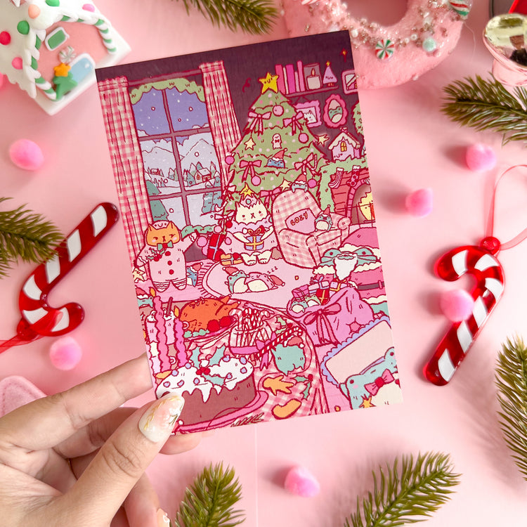 Pink on Weekend Cozy Christmas Party Art prints