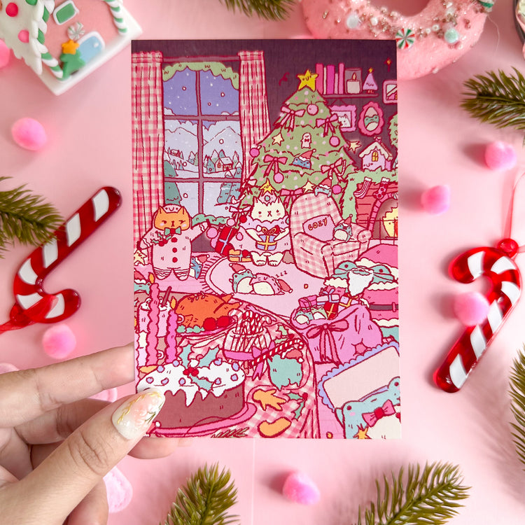 Pink on Weekend Cozy Christmas Party Art prints