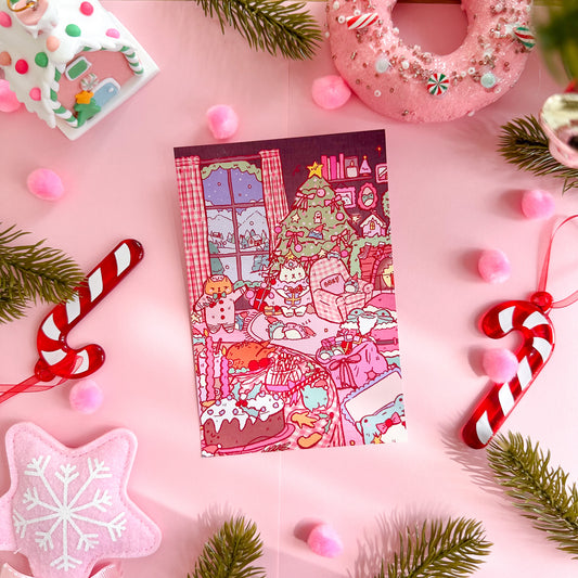 Pink on Weekend Cozy Christmas Party Art prints