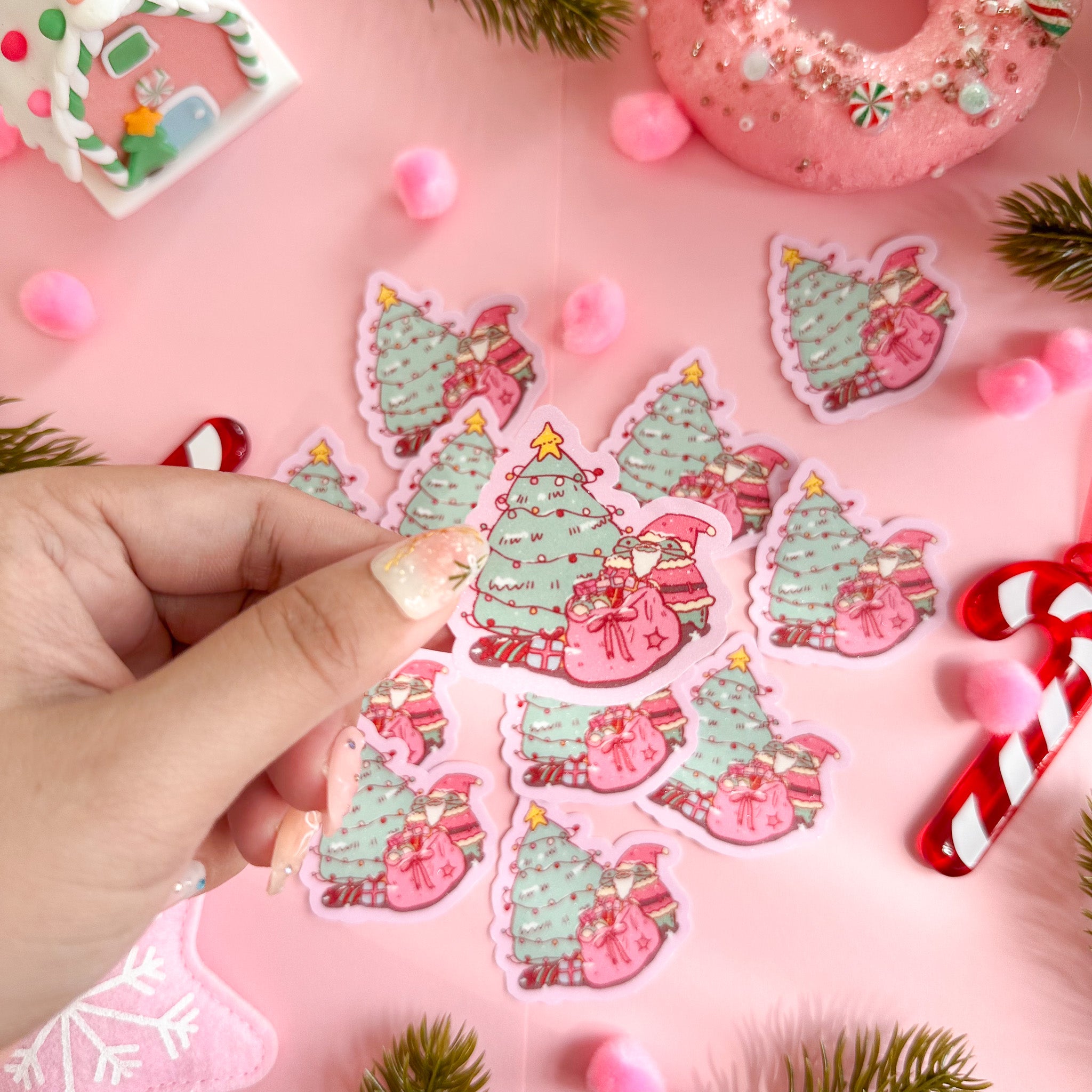 Pink on Weekend Ho Ho Ho Fwog Die-Cut Sticker
