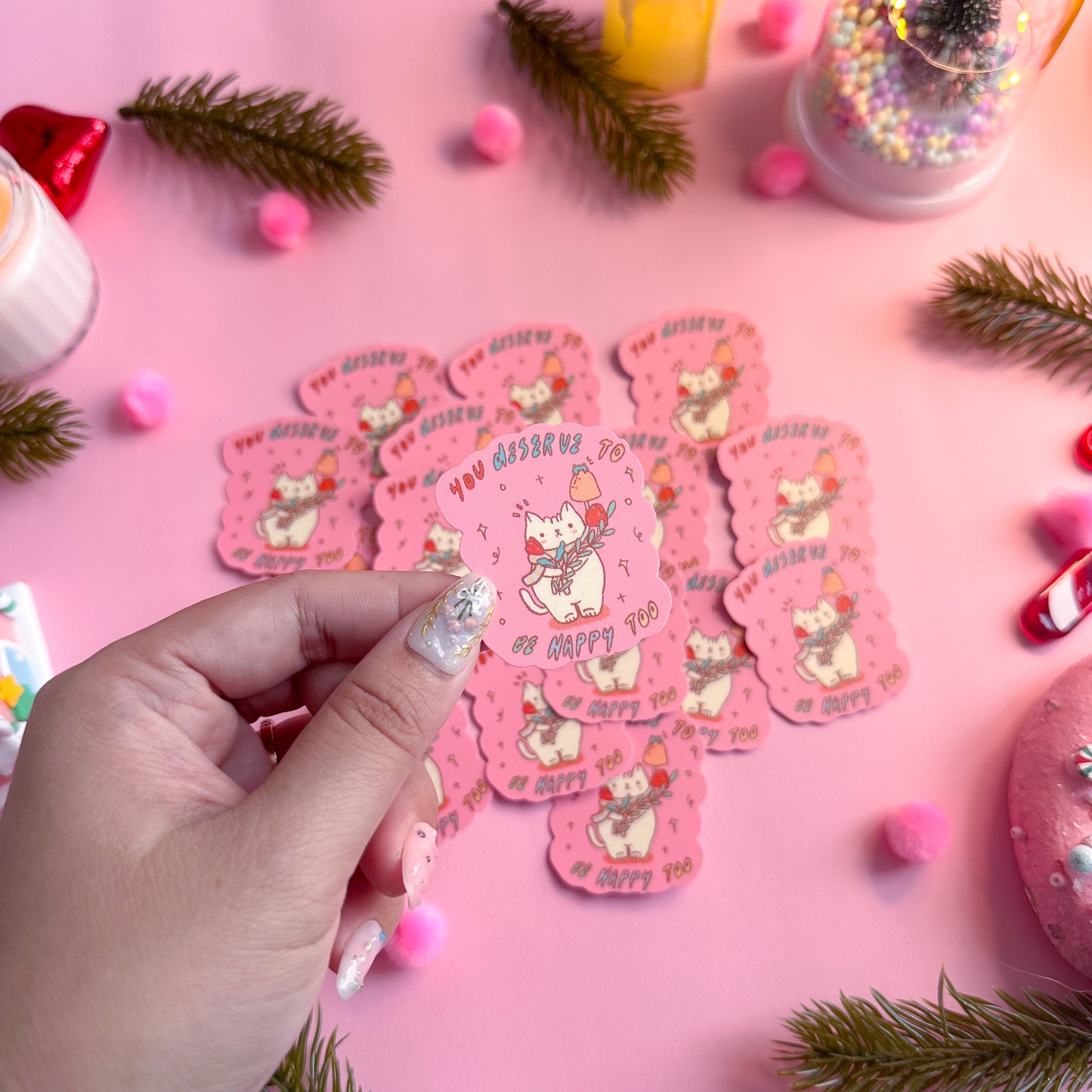 Pink on Weekend You Deserve to Be Happy Too Stickers