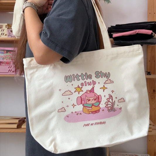 Pink on Weekend Wittle Shy Club Tote bag